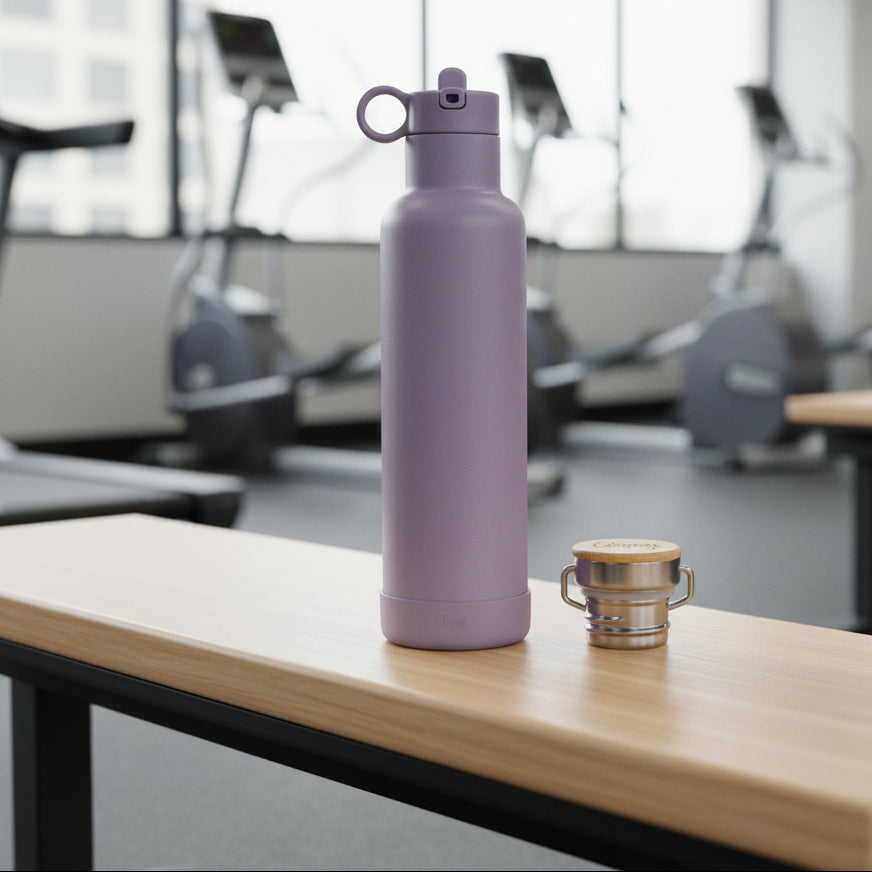 this is a purple stainless steel drink bottle