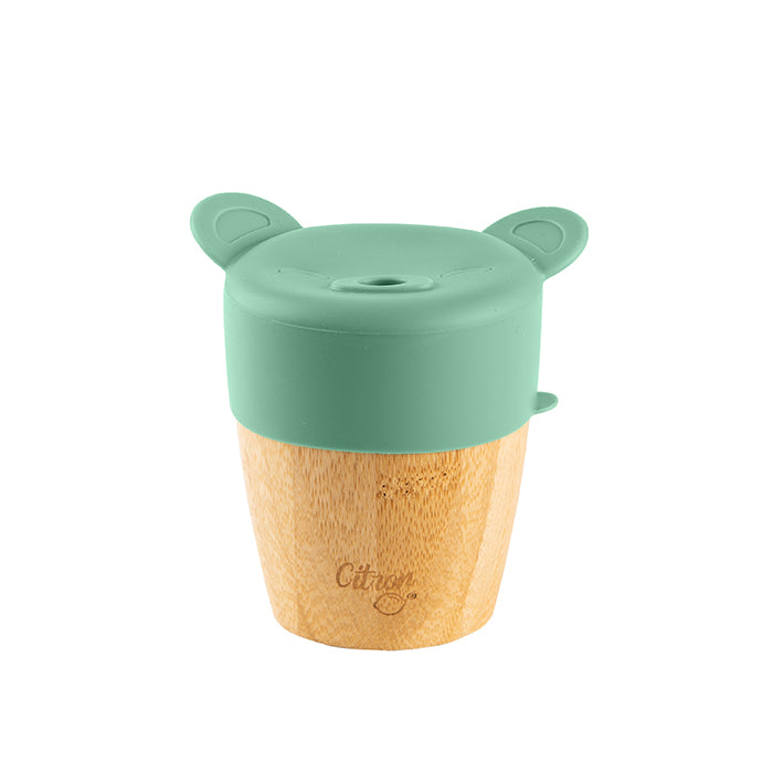 Citron Bamboo Cup with 2 Lids and Straw Green