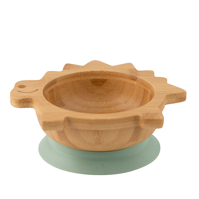 Citron Dino Bamboo Bowl with Suction and Spoon Green