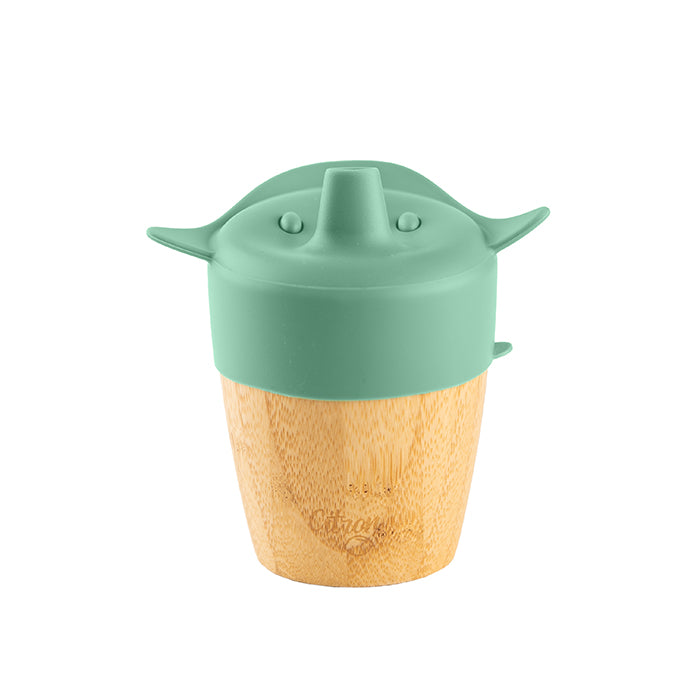 Citron Bamboo Cup with 2 Lids and Straw Green