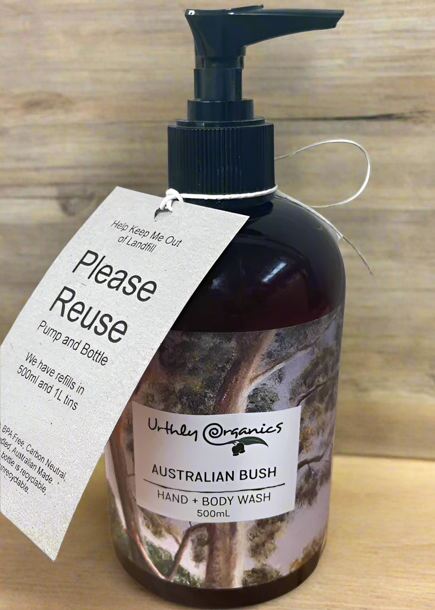 Image of a bottle of Australian bush hand and body wash which smells amazing and is great for gifts from Alara Way