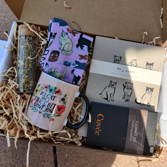 this is an image of a cat giftbox for a cat lover, low tox, great for mother's day