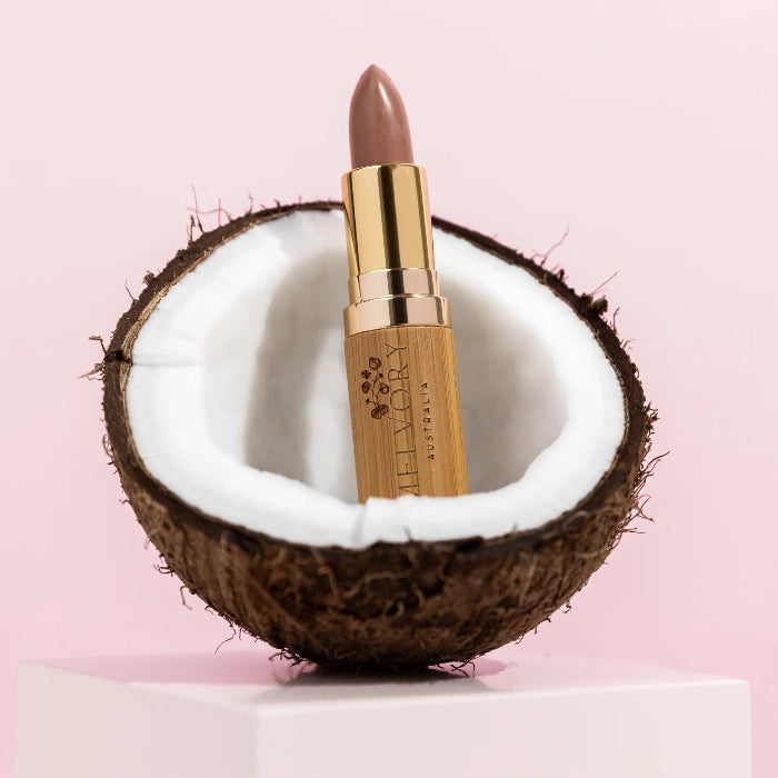 lipstick in a coconut half shell