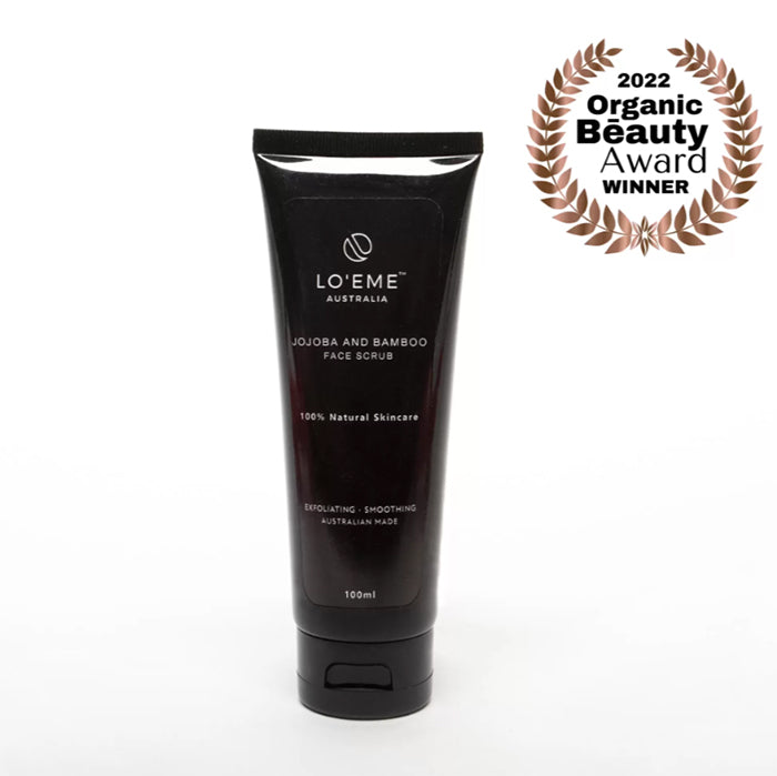 Image of LO'EME Jojoba and Bamboo Face Scrub, makes for a great low-tox skincare gift.