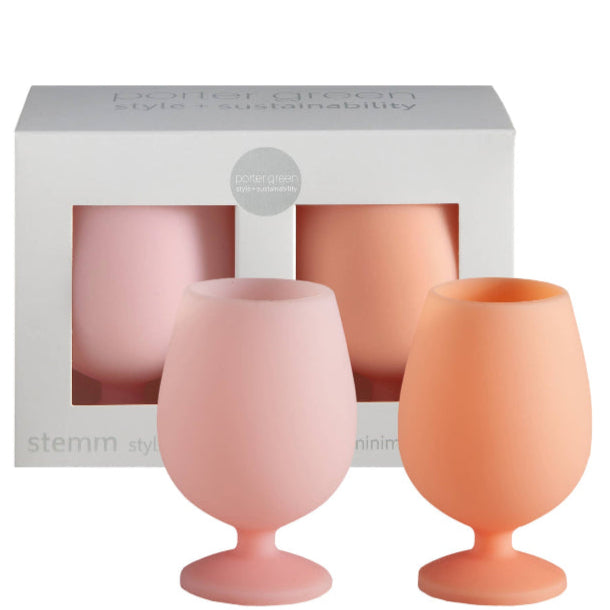 Image of Porter Green - Peach + Petal | Stemm | Silicone Unbreakable Wine Glasses