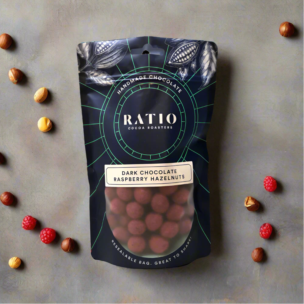 rapsberry hazelnuts dark chocolate RATIO
