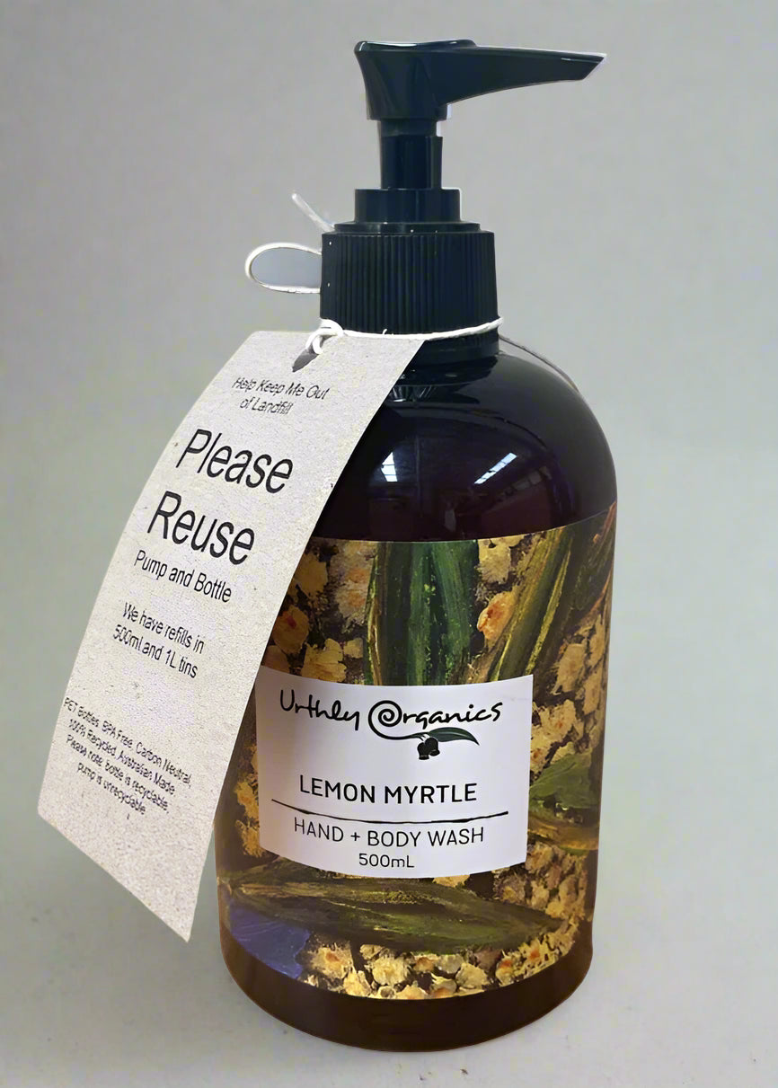 Image of a bottle of lemon myrtle hand and body wash, great for gifts
