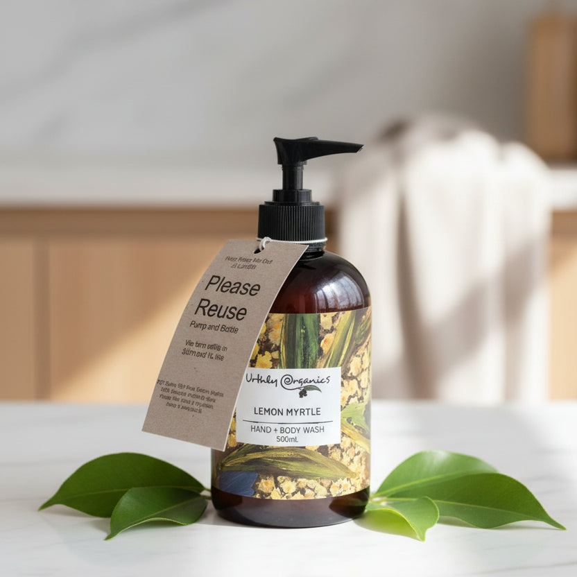 Image of a bottle of lemon myrtle hand and body wash, great for gifts
