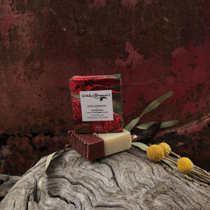 Urthly Organics Soap Rose Geranium + Cinnamon Soap
