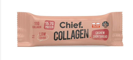 Chief Collagen protein bar packaging on a white background