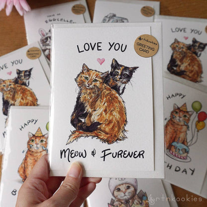 Image of Love You Meow and Furever - Valentine's Greeting Card