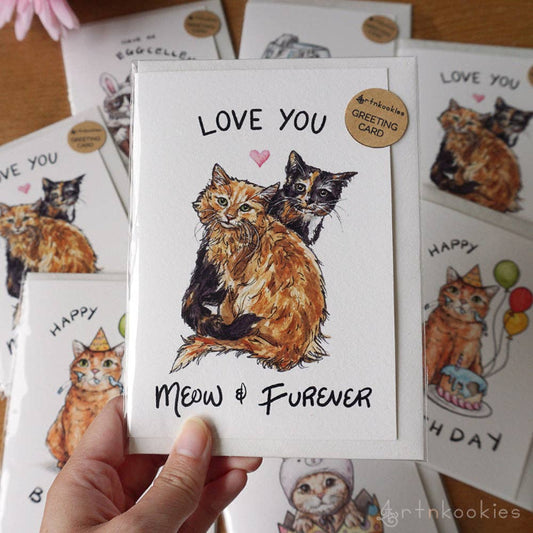 Image of Love You Meow and Furever - Valentine's Greeting Card