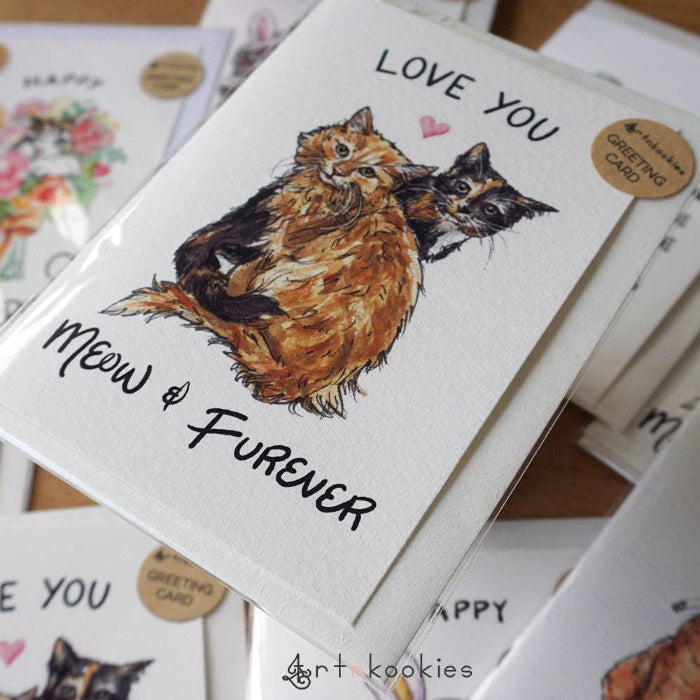 Image of Love You Meow and Furever - Valentine's Greeting Card