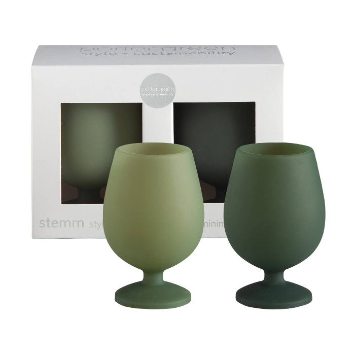 Image of Porter Green - Sage and Olive | Stemm | Silicone Unbreakable Wine Glasses