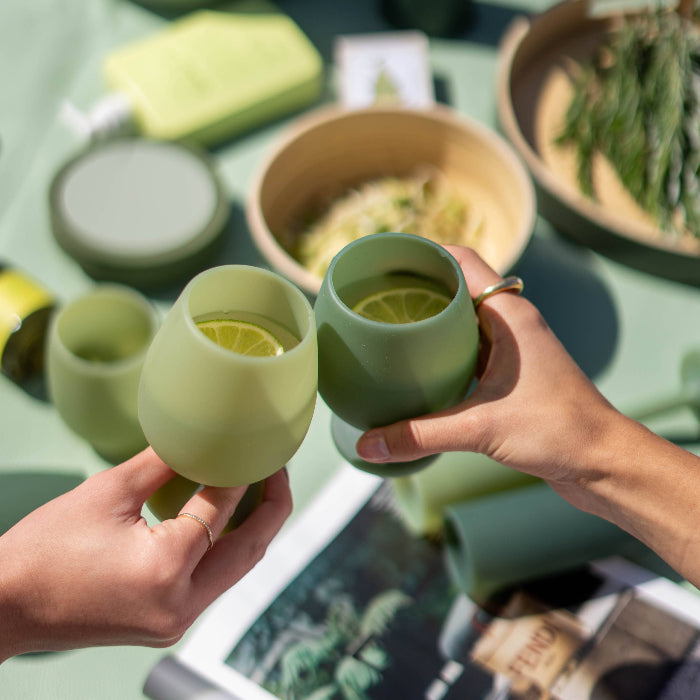 Image of Porter Green - Sage and Olive | Stemm | Silicone Unbreakable Wine Glasses