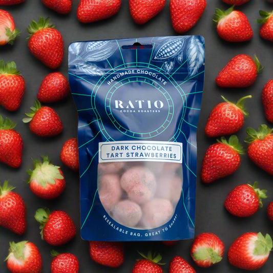 Tart STRAWBERRIES in 63% Dark Chocolate by RATIO