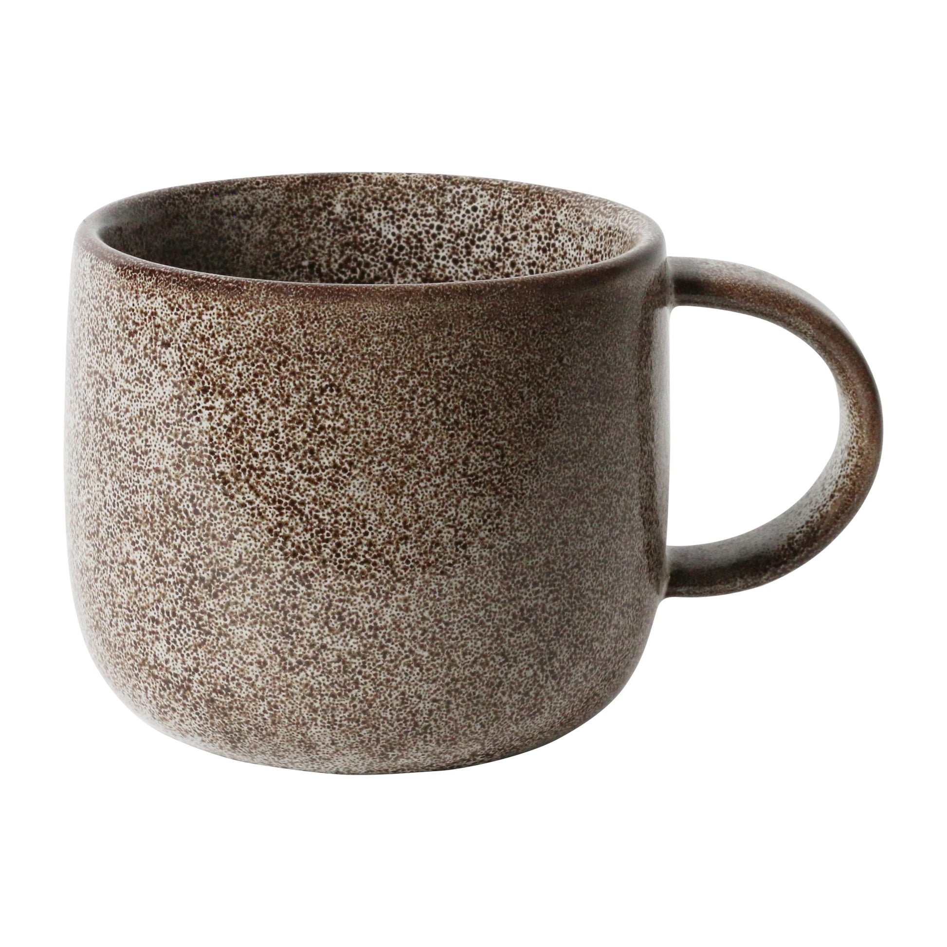 this is an image of a brown speckled mug, great for gifting